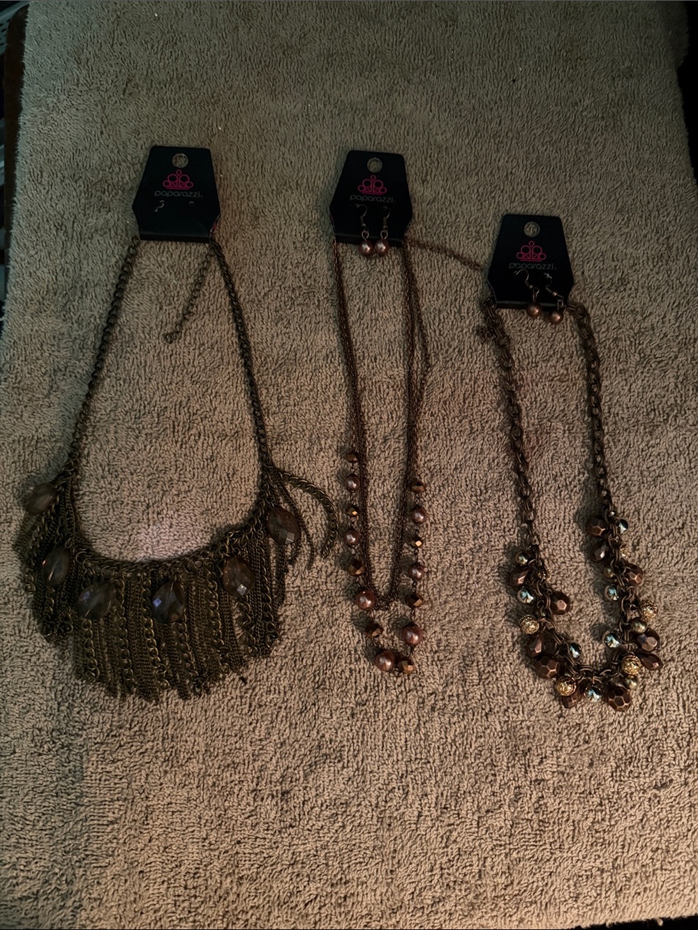 paparazzi Bronze-Tone Layering Necklace Set - Metallic Brown Accents